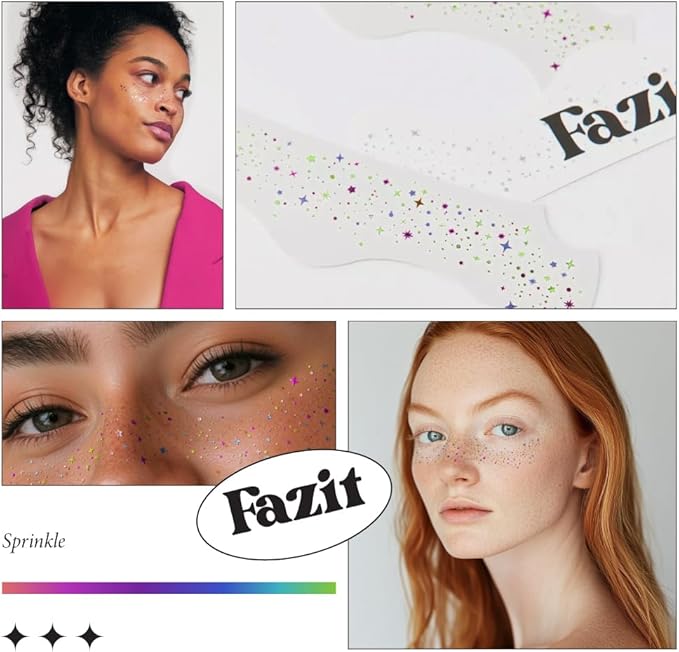 Fazit Makeup Patches - Sprinkled Speckles - Glow Up Make-Up Patches - Cute Glitter Makeup Accessories for Women - Cosmetic Glitter for Face