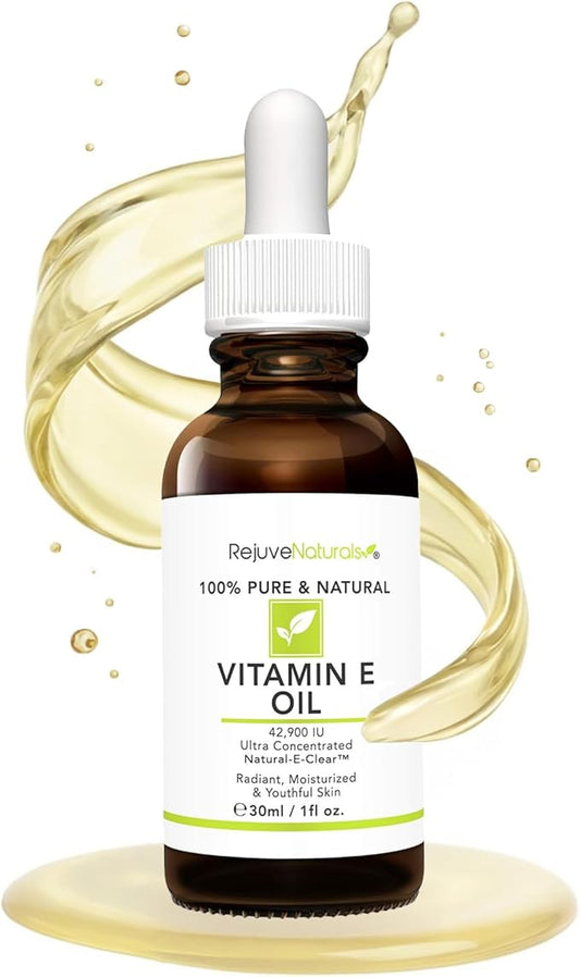 Vitamin E Oil - 100% Pure & Natural, 42,900 IU. Repair Dry, Damaged Skin from Surgery & Acne, Age Spots & Wrinkles. Boost Collagen for Moisturized, Youthful-looking Skin. d-alpha tocopherol