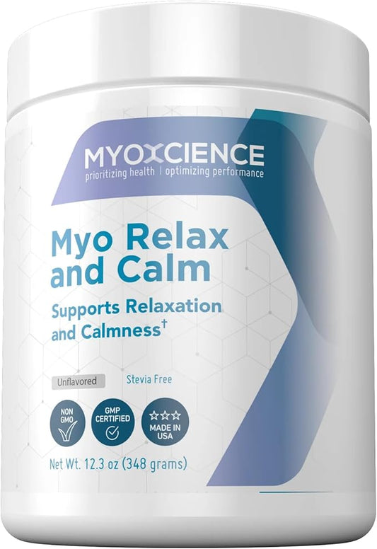 MYOXCIENCE Myo Relax & Calm | Myo-Inositol, L-Theanine, Taurine, Magnesium & GABA | Supports Sleep, Neurotransmitter & Hormone Support (Unflavored) (60 Servings)