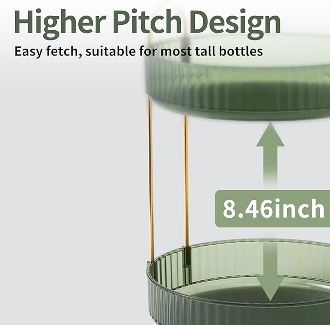 360 Rotating Perfume Organizer,3 Tier Large Capacity Make Up Organizers and Storage,Makeup Organizer for Bathroom,Cosmetic Perfume Stand Holder (Green-3 Tier)