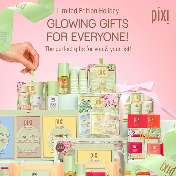 Pixi Beauty Tonic Trio | Holiday Edition Gift Set with 3 Pixi Favorite Tonics | Glow Tonic, Vitamin- C Tonic, Rose Tonic | Calming, Hydrating, Gentle Exfoliating and Smoothing