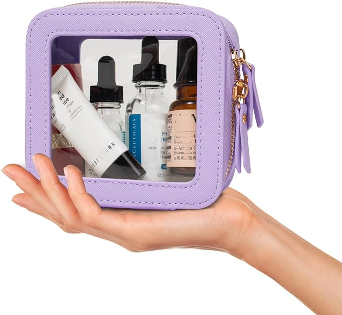 Travel Clear Makeup Bag Set, TSA Approved Cosmetic Bag Case with Zipper Portable Makeup Pouch Toiletry Bag Traveling Cosmetic Organizer Storage Bag Car Organizer Car Essentials