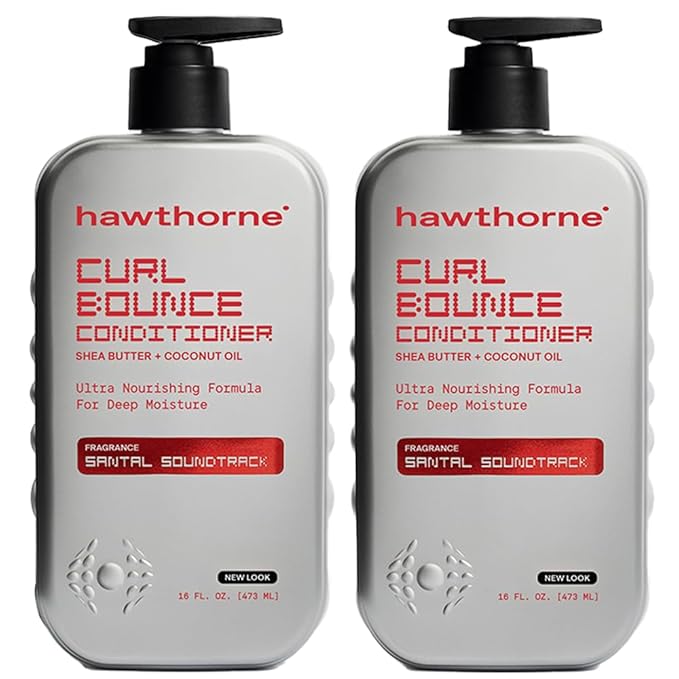 Hawthorne Curl Bounce Conditioner for Curly Hair. Mens Curly Hair Conditioner with Shea Butter, Avocado Butter, and Coconut Oil to Nourish & Strengthen. Sulfate Free, Paraben Free. 16 fl oz. 2-Pack.
