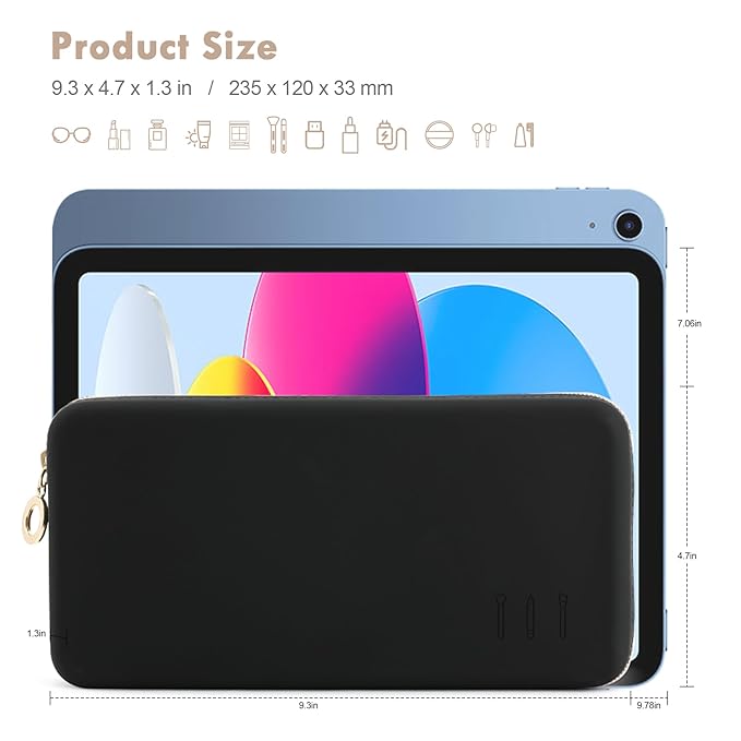 FVION Zipper Makeup Brushes Bag For Travel, Large Silicone Makeup Brush Holder, Make Up Brushes Pouch Case for Makeup Tools - Black