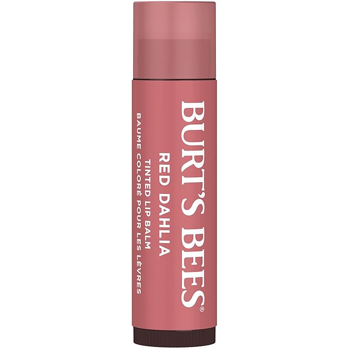 Burt's Bees Lip Tint Balm with Long Lasting 2 in 1 Duo Tinted Balm Formula, Color Infused with Deeply Hydrating Shea Butter for a Natural Looking Buildable Finish, Fiery Red Dahlia (2-Pack)