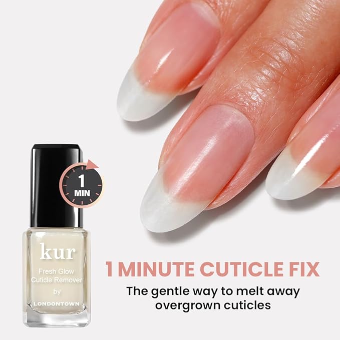 LONDONTOWN Fresh Glow Cuticle Remover - Instant Cuticle Remover Liquid - No Tool or Cutting Moisturizing Softening Nail Care for Dry, Damaged Cuticles, .40fl oz