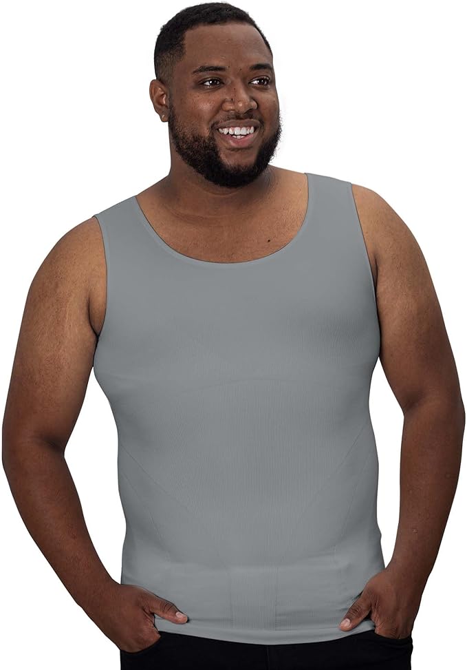 QORE LOGIQ Gynecomastia Compression Shirts for Men - Sleeveless Slimming Undershirts Tummy Control and Body Shaper Tank Top
