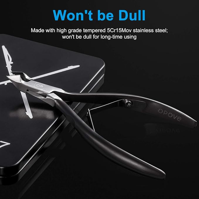 Cuticle Nippers Cuticle Trimmer Remover Clippers Stainless Steel Cutter Extremely Sharp Scissors Manicure Tool Nail Care, opove X7 Black