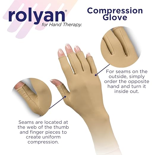 Rolyan Compression Glove, Fingerless Compression Glove for Arthritis for Men & Women, Arthritis Compression Gloves for Carpal Tunnel, Compression Glove for Swelling, Left Hand, Medium, Open Finger
