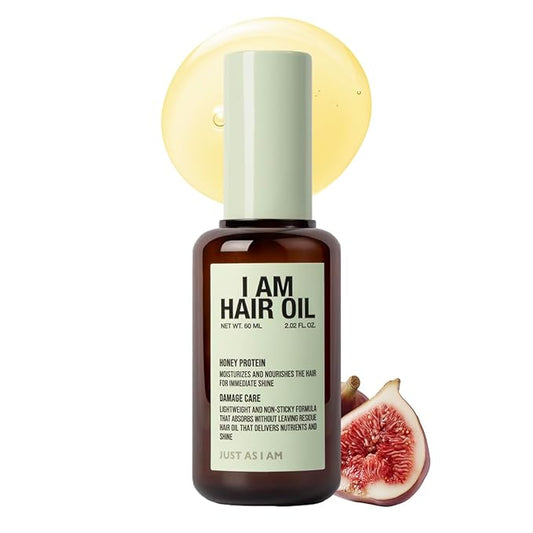 JUST AS I AM Hair Oil (2.02 oz) – Argan Oil & Honey Extract Shine Care for Lightweight Gloss and Smooth Hair Finish