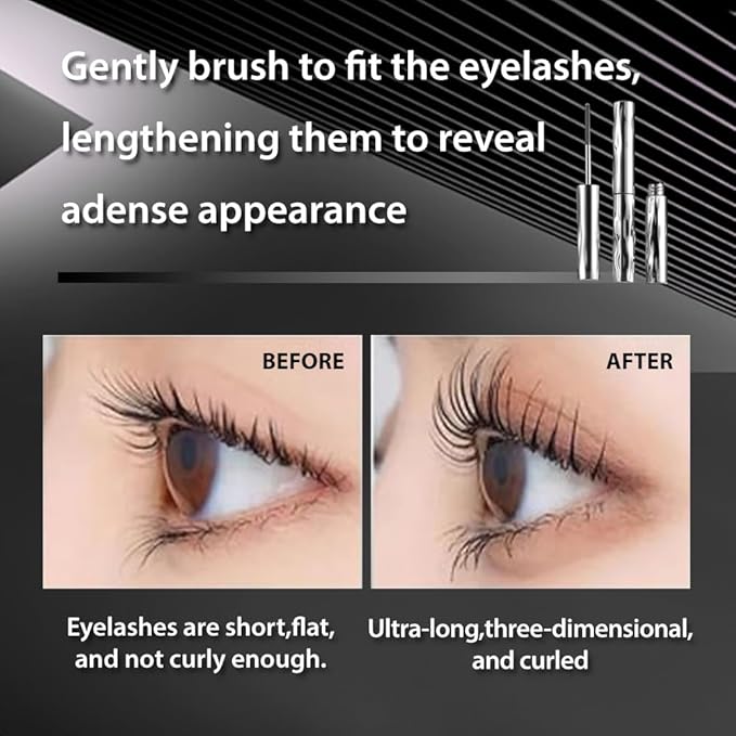 Ultimate Mascara Set for Lengthening and Curling, 2026 New Iron Wand Mascara, Waterproof Black Washable Brushless Metal Wand Mascara, Long-Lasting 3D Curling Eyelash, No Flaking (2 Pcs)