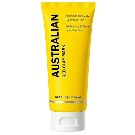 Australian Red Clay Face Mask, Mineral-Rich Detox Mud Mask with Kakadu Plum & Desert and Rainforest Lime Extracts, Gentle Exfoliation, For All Skin Types, 3.52 oz / 100 mL (1 pack)