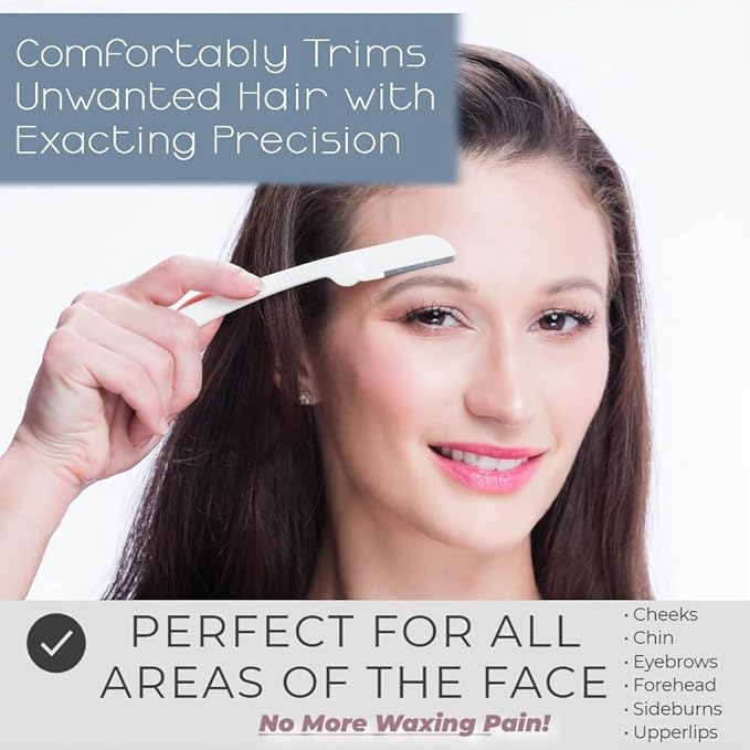 Jasclair Dermaplaning Razor (6 Count) – Face Razors for Women for Peach Fuzz, Eyebrow Shaping & Gentle Exfoliation – At-Home Facial Shaver for Smooth Skin and Flawless Makeup Prep