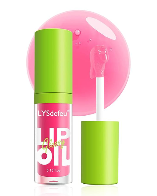 LYSdefeu Hydrating Lip Glow Oil-Tinted Lip Oil Lipgloss,Pink Lip Gloss Lipstain Glossy Lip Glaze,Clear Pink Lip Tint Stain,Long Lasting Glow Reviver Lip Care Oil,Christmas Makeup Gift for Women-02