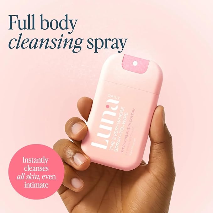 Luna Daily Body Cleansing Spray | Hydrating pH-Balanced Feminine & Body Mist | Gentle & Moisturizing for Intimate Hygiene, Underarms & Private Parts | Travel Essential for Women, Gym & Daily Care,30ml