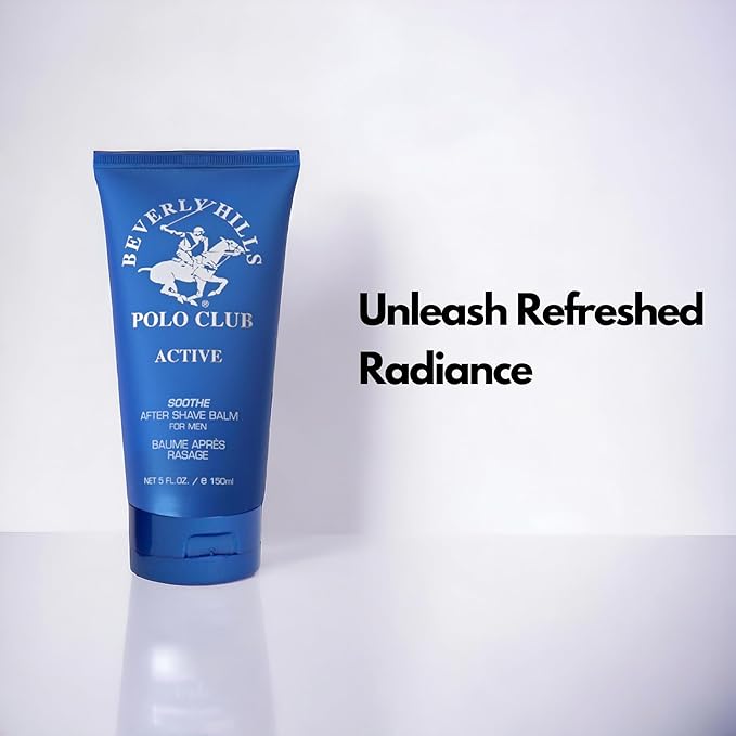 Beverly Hills Polo Club BHPC Active/Sport After Shave Balm for Men - Soothing Post-Shave Comfort with Luxury Lavender & Citrus Scent - 5oz Hydrating Lotion