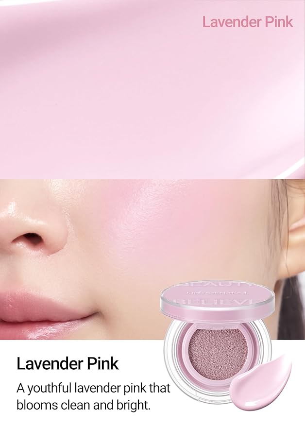 JUNG SAEM MOOL Artist Cushion Blush | Easy to Blend with Puff, Buildable Liquid Blush for Cheeks with a Dewy & Natural Finish, Korean Makeup (Lavender Pink)