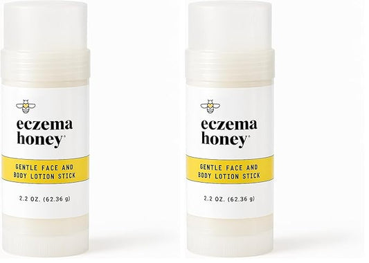 ECZEMA HONEY Gentle Face & Body Lotion Stick - Moisturizing Colloidal Oatmeal Hand Cream for Extremely Dry Skin - Eczema Lotion Helps Psoriasis, Dermatitis & More (2.2 Oz) (Pack of 2)