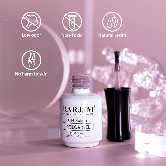 RARJSM Sheer Purple Gel Nail Polish Translucent Clear Gel Polish French Manicure Milky Natural Transparent Gel Polish Grey Purple LED UV Curing Requires Single Bottle 15ml for Home Salon Nail Art DIY
