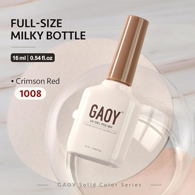 GAOY Red Gel Nail Polish, 16ml Soak Off Gel Polish, UV Light Cure for Nail Art DIY Manicure at Home, 1008 Crimson Red