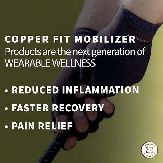 Copper Fit Mobilizer Hand Compression Gloves: Arthritis, Joint Swelling, Tendonitis, Sport - For Men and Women