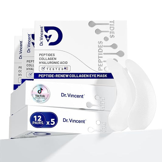 Peptide Under Eye Patches, Firming Eye Patches Instant Reduces Dark Circles and Puffiness, Collagen Under Eye Mask for Bags Treatment, Wrinkles, 60 Pairs, Vegan