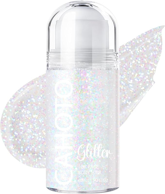 CAHOTO Dazzle Rolling Glitter for Face Body & Hair, Sparkling Holographic Chunky Shimmer, Roll-on Sequins for Singer Concert Rave Festival Halloween Party Carnival, 1.35fl.oz