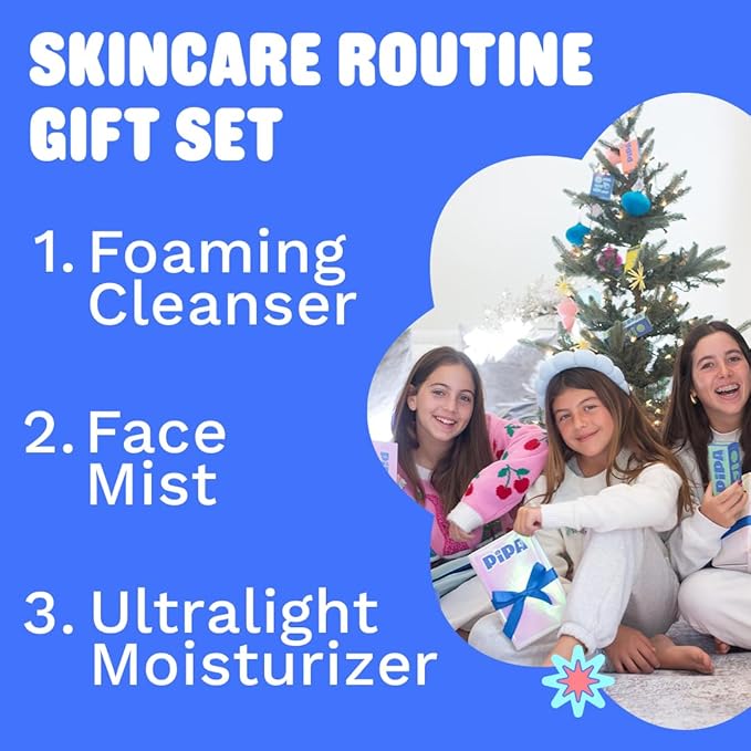 Pipa Skincare Start Young Bundle Gift Set | 3-Step Birthday Gift Skin Care Routine for Girls & Tweens 8 to 12 | Alcohol-Free & Safe | Includes Foam Face Cleanser, Face Moisturizer & Facial Mist