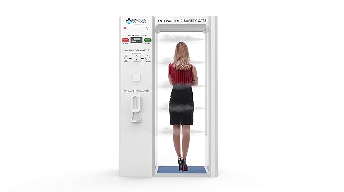 Anti Pandemic Full body automatic Sanitizing gate with temperature check for high traffic entrances offices airports and residential buildings (White)