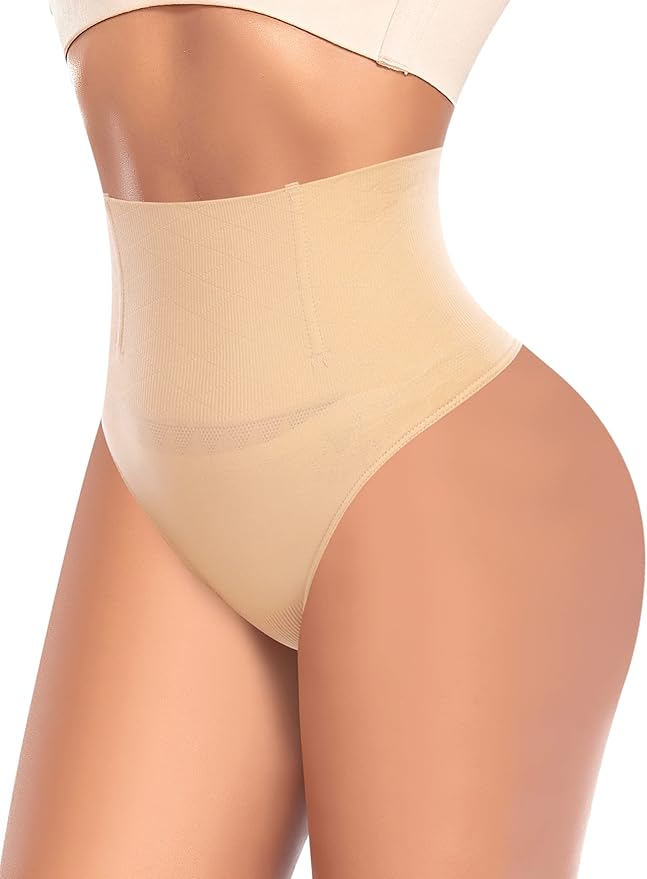 Werena Tummy Control Thong Shapewear for Women High Waist Shaping Underwear Seamless Body Shaper Panties Girdle