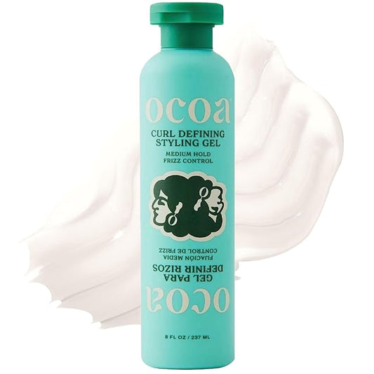 OCOA Beauty Curl Defining Styling Gel with Flaxseed, Mango Butter & Hibiscus – Medium Hold for Curly & Wavy Hair – Frizz Control, Deep Hydration & Soft Defined Curls with Zero Flaking or Crunch – 8oz