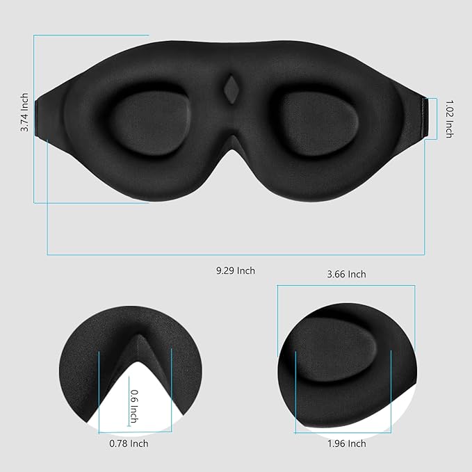 ALASKA BEAR Sleep Mask Women Men with Molded Eye Cups, Well-Contoured 3 D Extra-Plush Soft Memory Foam Blackout Eye Mask Zero Pressure on Eyelids & Eyelashes w Earplugs Set - Silent Night Stars