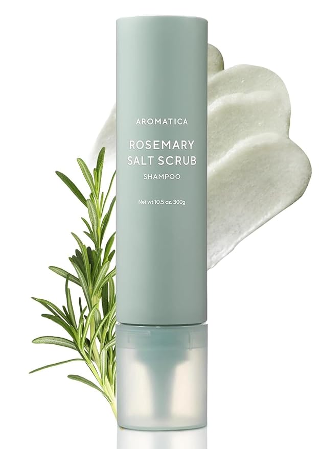 AROMATICA Rosemary Salt Scrub Shampoo - Hair Loss Korean Scalp Detox Shampoo with Rosemary Scalp Oil | Scalp Exfoliator with Salt Scrub for Oily Scalp | Sulfate Free, Silicone Free (10.5 oz / 300g)