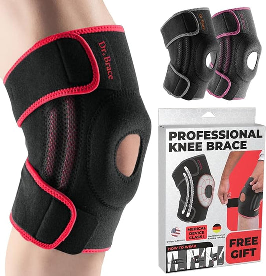 DR. BRACE ELITE Knee Brace with Side Stabilizers & Patella Gel Pads for Maximum Knee Pain Support and knee recovery for men and women-Please Check How To Size Video (Sunrise, X-Large)