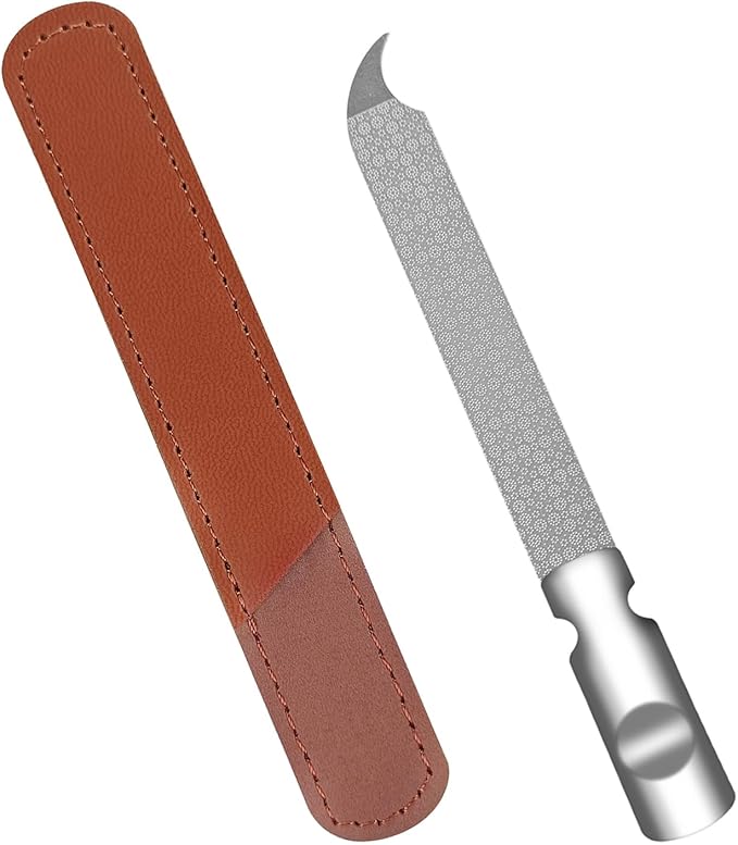 Metal Nail File for Natural Nails, Stainless Steel Nail Files with Sharp Pointed Tip Fingernail File Sheath Case Double Sided Curved Reusable Nail File Manicure Tools Home Salon Travel Use Men Women