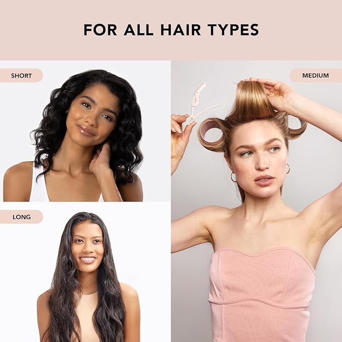 Kitsch XL Ceramic Thermal Rollers - Self Grip Hair Rollers for Blowout Look Long Hair, Medium & Short Hair, Large Hair Rollers for Volume & Curls, Thermal Curlers - Terracotta, 4pcs