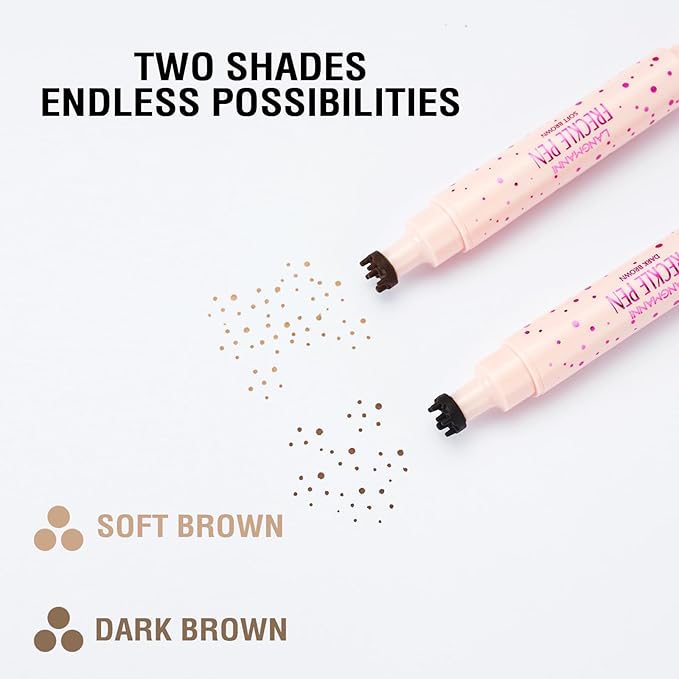 Jolilab Freckle Pen 3-in-1: Dual-Ended Stamp & Precision Tip (Eyeliner/Brow Pencil), 2 Shades Soft Brown/Dark Brown, Waterproof Long-Lasting Smudge-Proof Compact On-the-Go Makeup(SOFT&DARK)