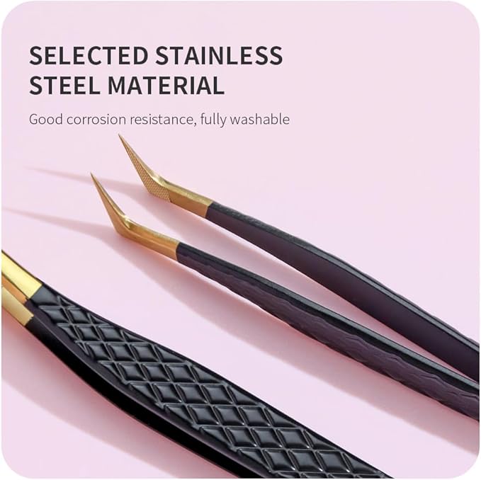 Lash Tweezers for Eyelash Extensions,Precision Fiber Tip for Volume Eyelash Extensions,Lash Extension Tweezers for Easy Application and Removal-A04