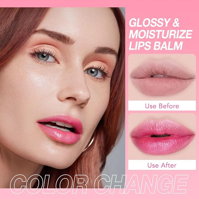 evpct 8Pcs Color Changing Tinted Lip Balm Lipstick Gloss Set, Long Lasting Waterproof Fruit Ultra Moisturizing Repairing Lip Care for Dry, PH Mood Permanent Color Changing Lipstick Lip Balm for Women