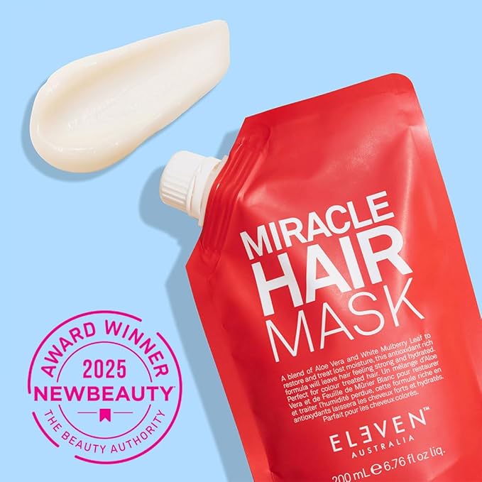 ELEVEN AUSTRALIA Miracle Hair Mask for Dry Damaged Hair - Deep Conditioning Treatment for Men & Women, Restores Moisture & Helps Damage, Hydrating & Moisturizing, Nourishing Formula - 6.8 fl oz