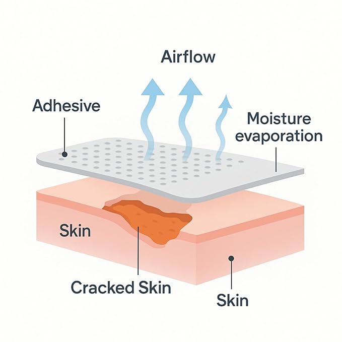 Cracked Skin Repair Sheets for Dry Heels, Fingers & Hands – Soft Barrier Stickers for Moisture Lock & Skin Recovery – Waterproof, Hypoallergenic, Invisible – 10 Sheets