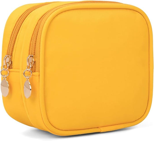 Small Makeup Pouch, Double Zipper Cosmetic Bag, Travel Makeup Bag, Cute Makeup Bag for Purse, Mini Toiletry Bag (yellow)