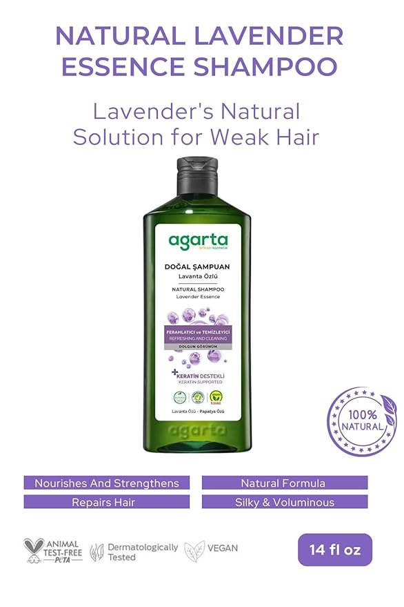 Lavender Shampoo – Botanical Hair Care Shampoo with Lavender Extract for Softness & Shine, Vegan Clean Formula – 14 fl oz