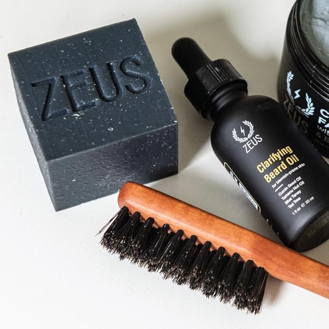 ZEUS Beard Wash Bar for Men, All-Natural Hydrating Shampoo, Skin-Clarifying Soap & Beard Care Cleanser with Natural Ingredients, Anti-Itch & Gentle on Skin (Made in USA) Verbena Lime