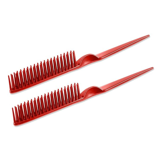 3 Row Hair Comb for Natural Detangling Hair Styling Brush Nylon Bristle Unbraider Teasing Comb Rat Tail for Women Men Red