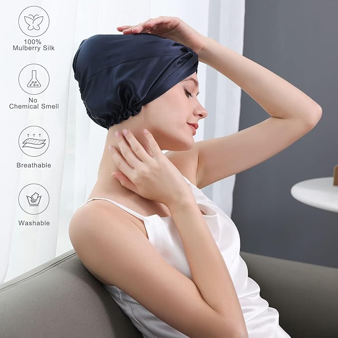 DAISYSILK 100 Pure Mulberry Silk Hair Bonnet for Sleeping Silk Hair Wrap for Women