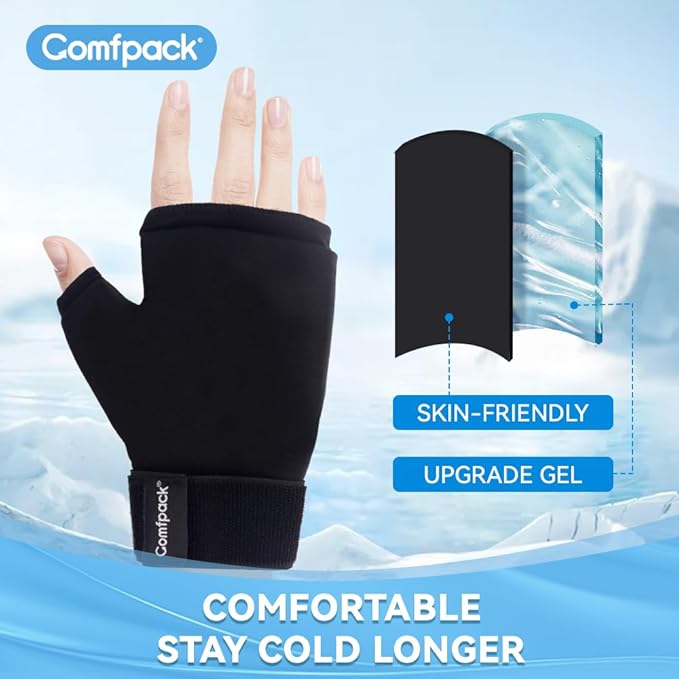 Hand Ice Pack Gloves for Arthritis, 2PCS Wearable Thumb Ice Pack Wrap, Hot Cold Compress Wrist Cold Pack Wrap for Carpal Tunnel Relief, Pain Relief for Tenosynovitis, Swelling, Surgery