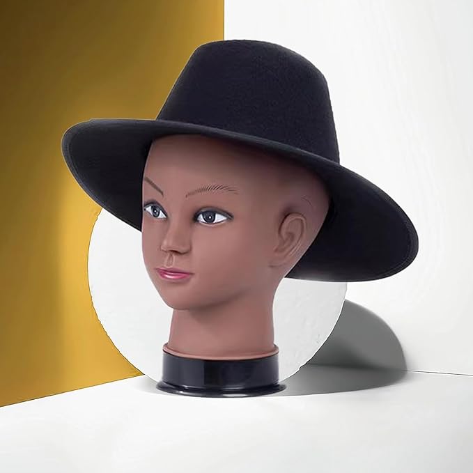 Bald Female Mannequin Head 22 Inches Big Head Circumference Makeup Training Head Wig Head Professional Cosmetology for Wig Making and Display Hat Helmet Glasses Display Head Model with Clamp Stand