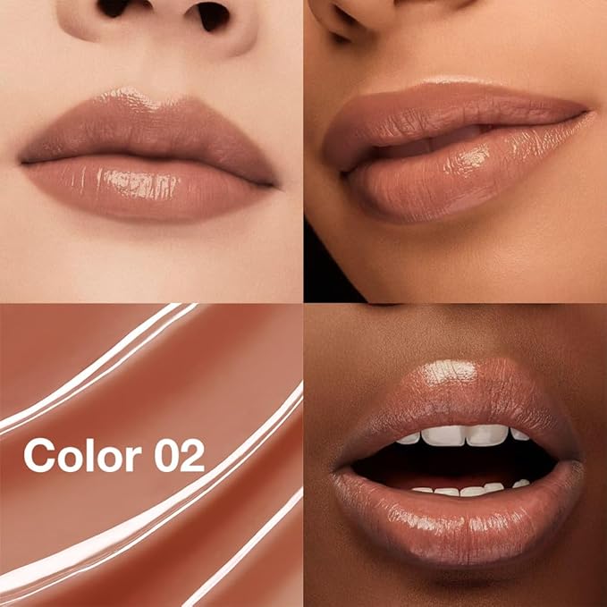 QIDSTERS Tinted Lip Balm Moisturizing Lipstick, Nude Brown Hydrating Lipstick for Women, 24 Hour Long Lasting Moisturization Lip Gloss Stain Makeup, Lightweight Non Greasy Moisturizer Lips, 02