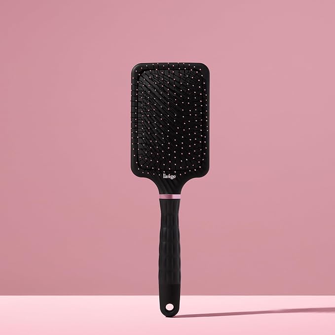 L'ANGE HAIR Detangling Paddle Brush | Gentle Nylon Bristles for Wet & Dry Hair | Smooth Detangling & Scalp Massage | Lightweight, Non-Slip Handle | Works for All Hair Types (Black)